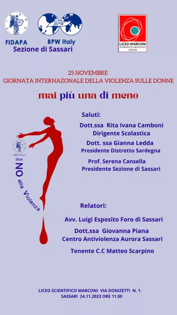 Locandina Giornata Internazionale contro la violenza sulle donne